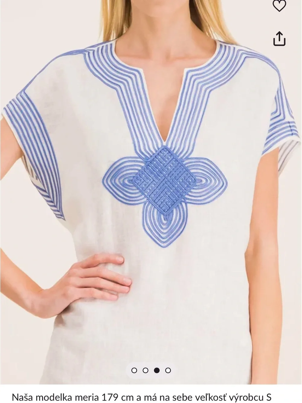 New Tory Burch White Cover-Up with Blue Embroidered V-Detail